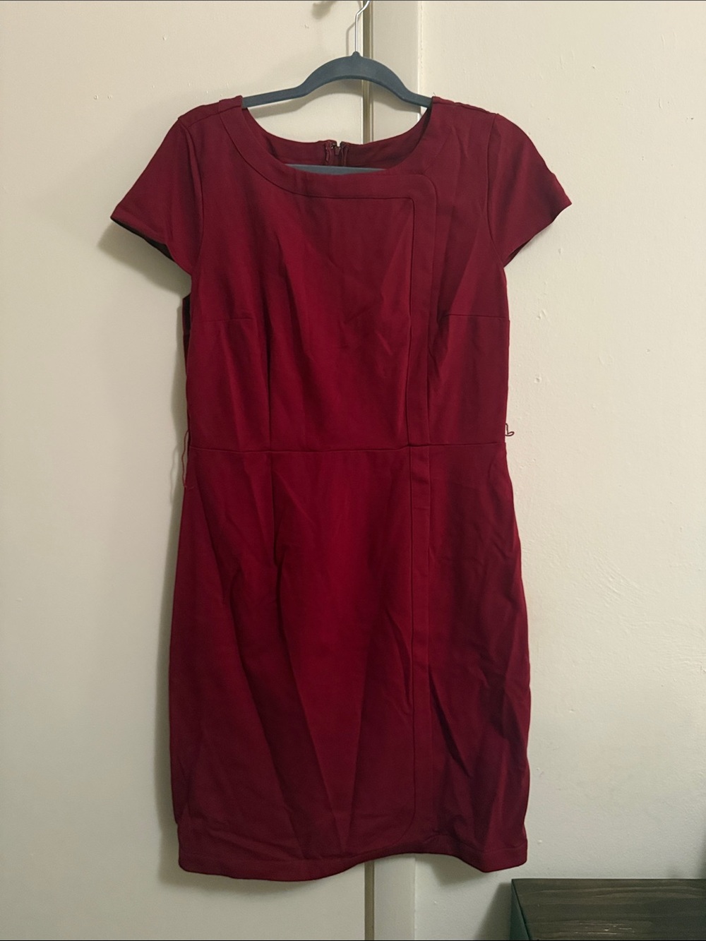 Modcloth Short Sleeve Sheath Dress in Burgundy